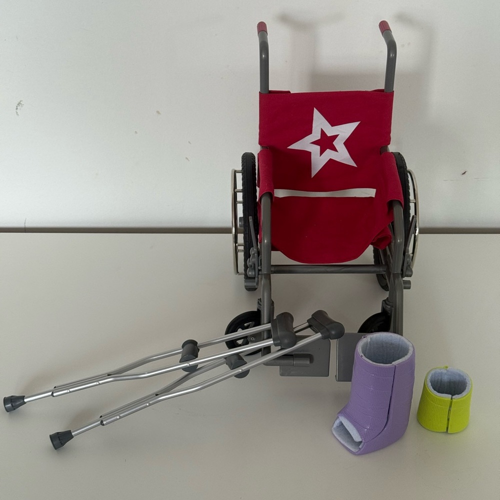 American Girl Doll Wheelchair Set - Red, Silver, Purple, Yellow